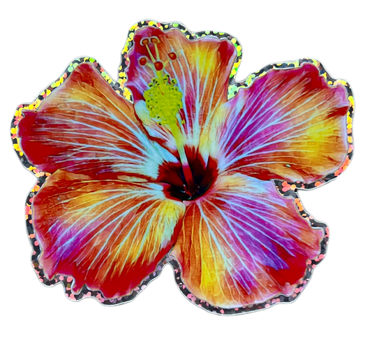 Hibiscus flower with glitter edges.